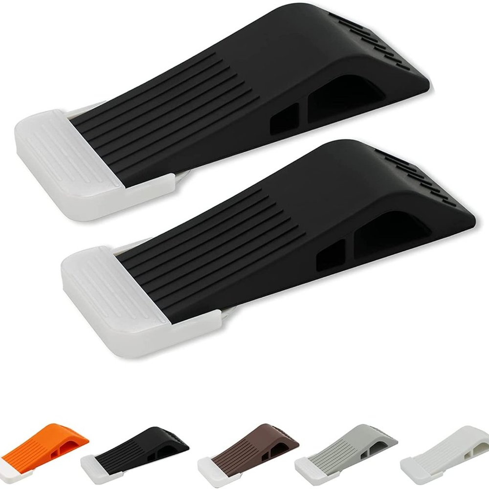 Heavy Duty Door Stopper Wedge, Works on All Floor Types (Grey) 2 Pack
